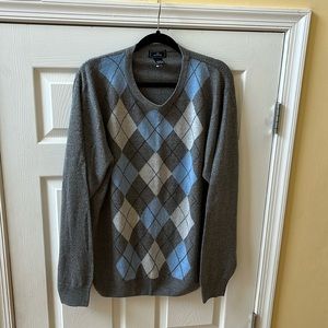 Dockers pullover crew neck Sweater, Grey/blue argyle pattern, size XL